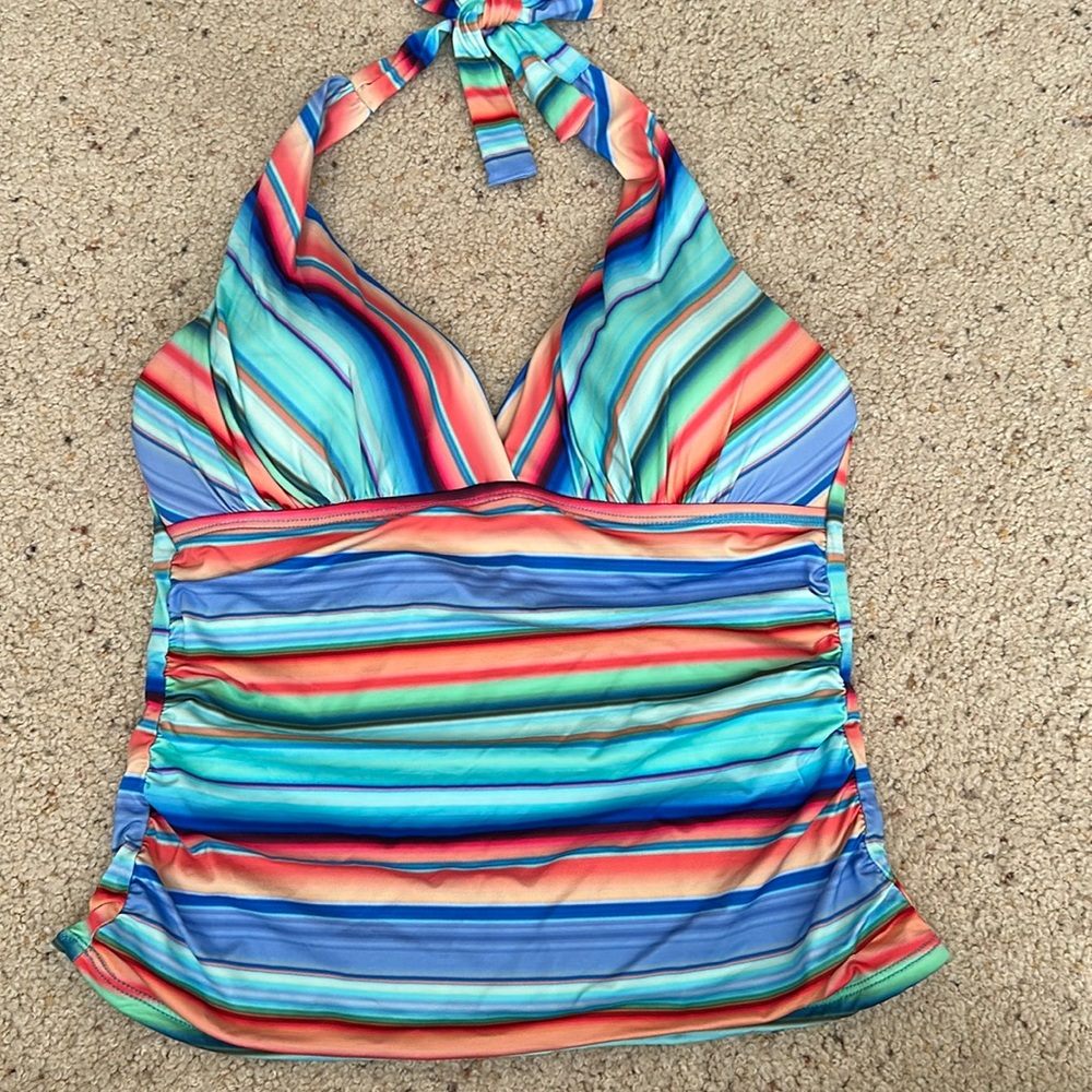 La Blanca womens striped tankini top.  Size 8